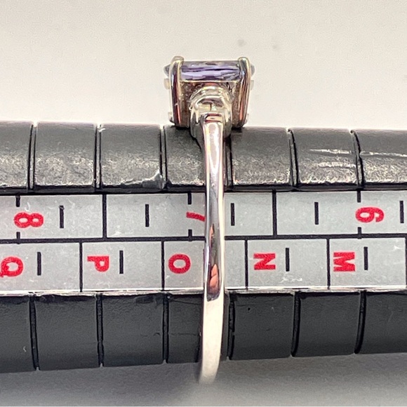 Peacock Tanzanite Ring, Natural Diamond accents in Platinum over Sterling Silver - Picture 10 of 13